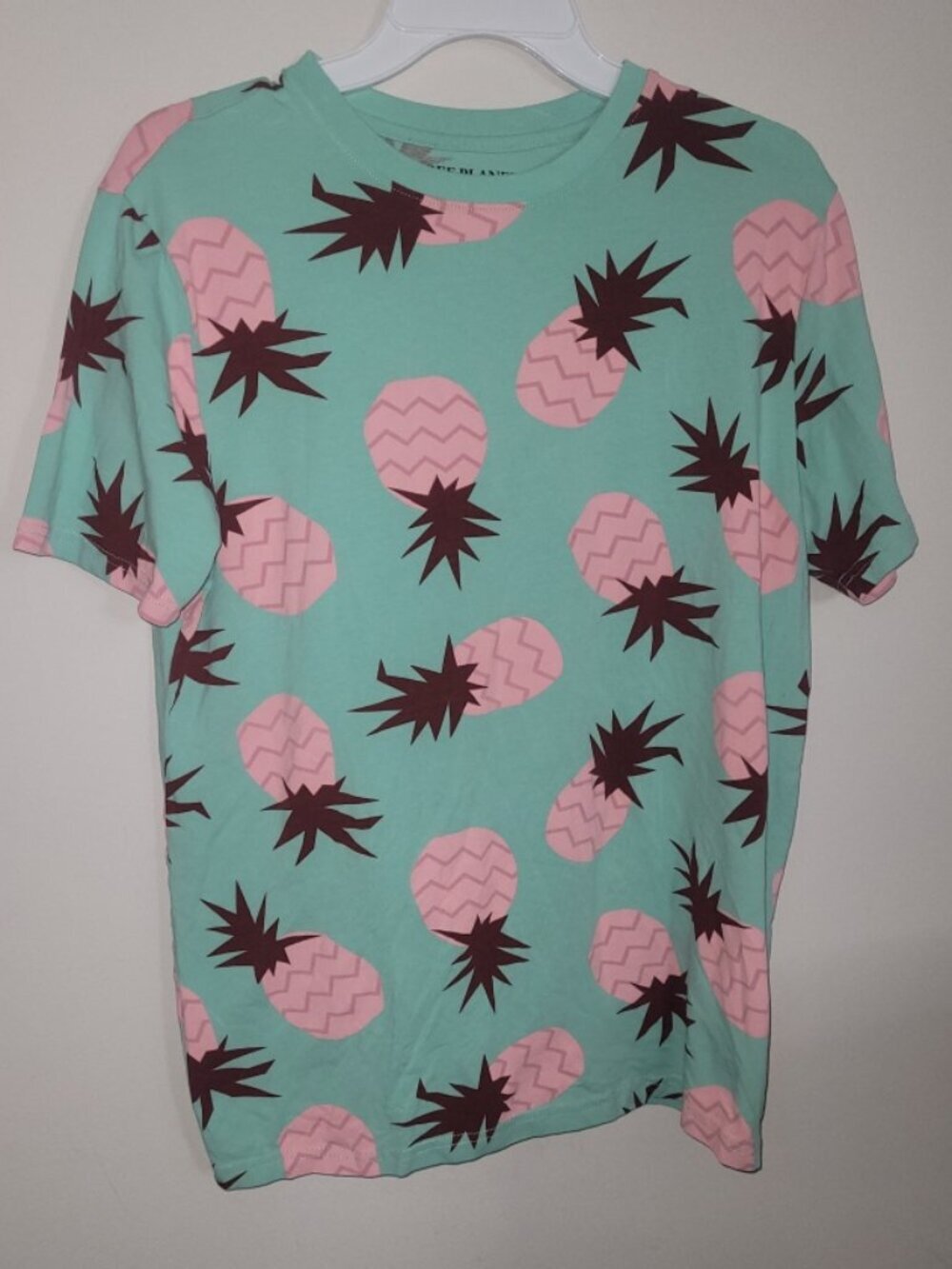 Free Planet Medium Green Shirt with Pink Pineapples